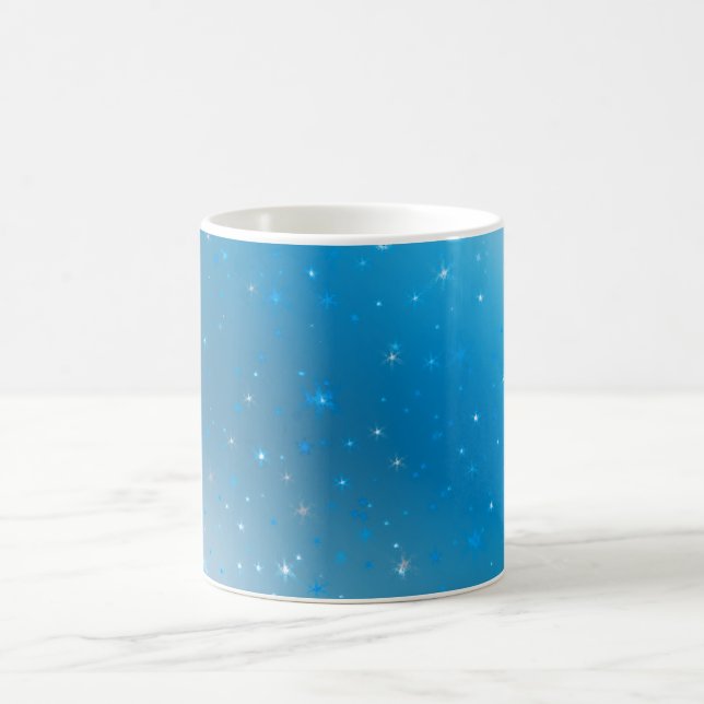 Sparkly Blue Violet and Silver Stars Coffee Mug (Center)