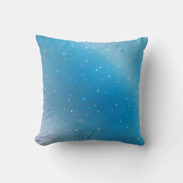 Sparkly Blue Violet and Silver Stars Throw Pillow (Front)