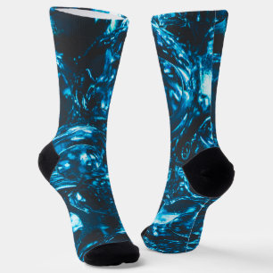 Sparkly blue water marbles abstract cool socks