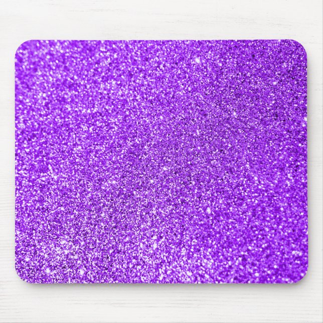 Sparkly Bokeh Faux Violet Purple Glitter Mouse Pad (Front)