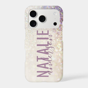 Sparkly bokeh glitter personalized pink purple