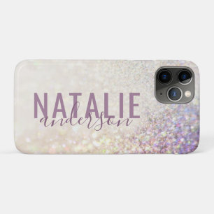 Sparkly bokeh glitter personalized pink purple iPhone 11 pro case