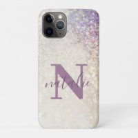 Sparkly bokeh glitter personalized pink purple