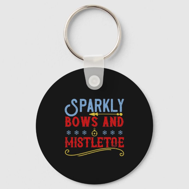 Sparkly Bows And Mistletoe Keychain (Front)