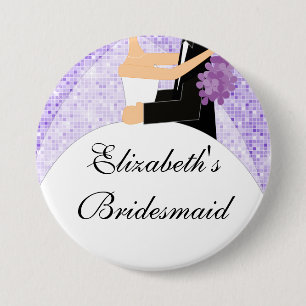 Sparkly Bride Bridesmaid  Button / Pin Purple