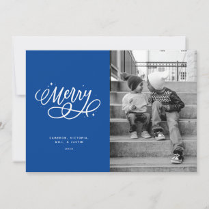 Sparkly Bubbly Script Merry Holiday Photo Card