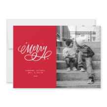 Sparkly Bubbly Script Merry Holiday Photo Card
