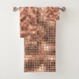 Sparkly Champagne Gold Luxury Sparkle Girly Bath Towel Set