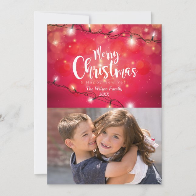 Sparkly Christmas Lights Photo Card (Front)