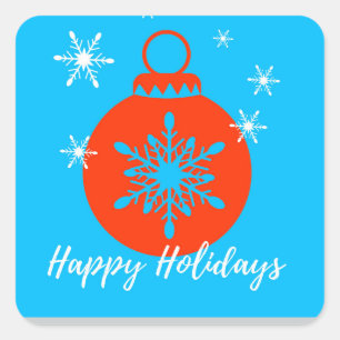 Sparkly Christmas Snowflake Decor Ball Square Sticker