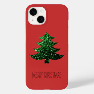  Sparkly Christmas tree green Red Personalize Case-Mate iPhone 14 Case