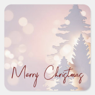 Sparkly Christmas Tree Square Sticker