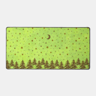 Sparkly Christmas tree, stars on abstract paper Desk Mat