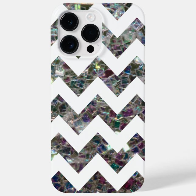 Sparkly colourful silver mosaic and White Chevron Case-Mate iPhone Case (Back)