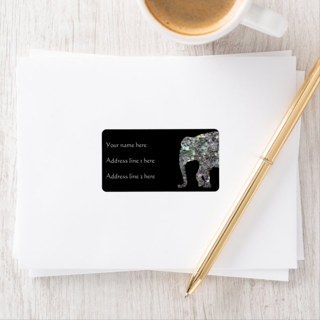 Sparkly colourful silver mosaic Elephant | Black Label (Insitu)