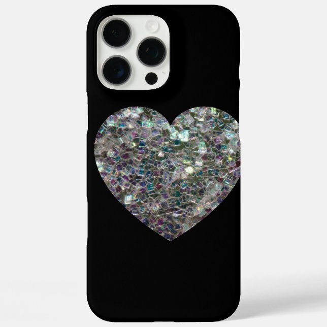 Sparkly colourful silver mosaic Heart Case-Mate iPhone Case (Back)