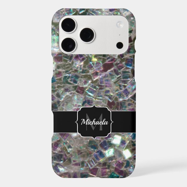 Sparkly colourful silver mosaic Monogram (Back)