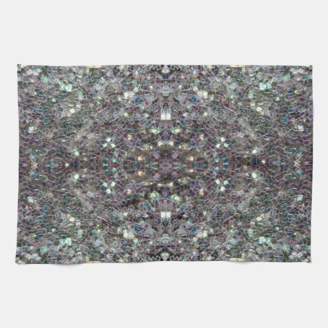Sparkly colourful silver v4 - Mandala Kitchen Towel (Horizontal)