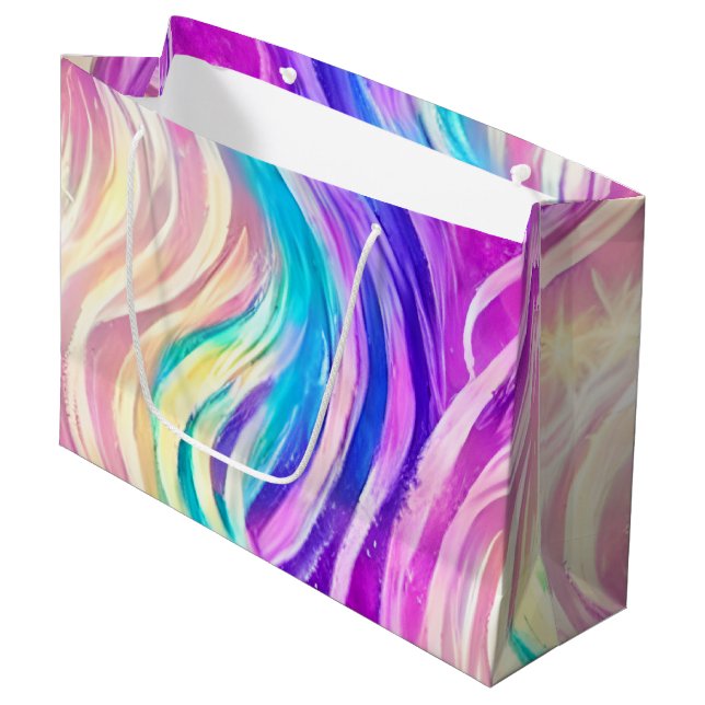 Sparkly Colourful Swirly Pattern Large Gift Bag (Front Angled)