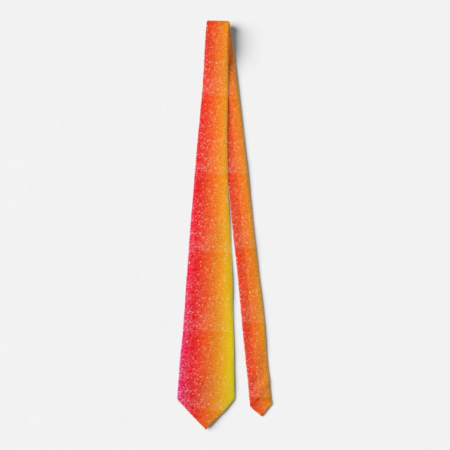Sparkly Coral Orange Pink Gold Yellow Glitter Gift Tie (Front)