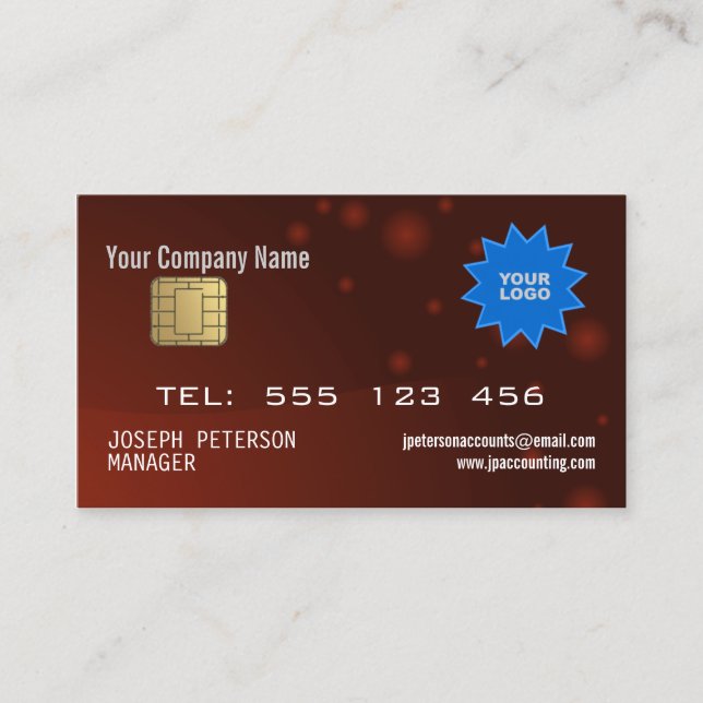 Sparkly Credit Card Maroon Business Card (Front)