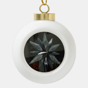 Sparkly Crystal Star Ceramic Ball Ornament