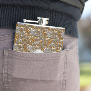 Sparkly Decorative Silver Gold Flask