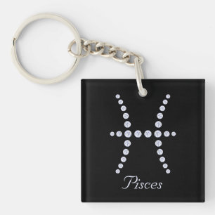 Sparkly Diamond Pisces Symbol Keychain