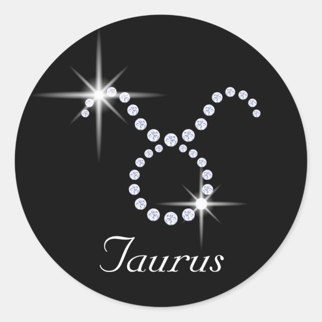Sparkly Diamond Taurus   Classic Round Sticker (Front)