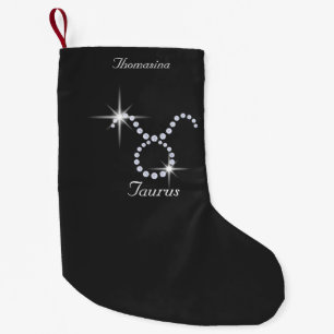 Sparkly Diamond Taurus Personalized Small Christmas Stocking