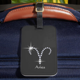 Sparkly Diamonds Aries Symbol Luggage Tag