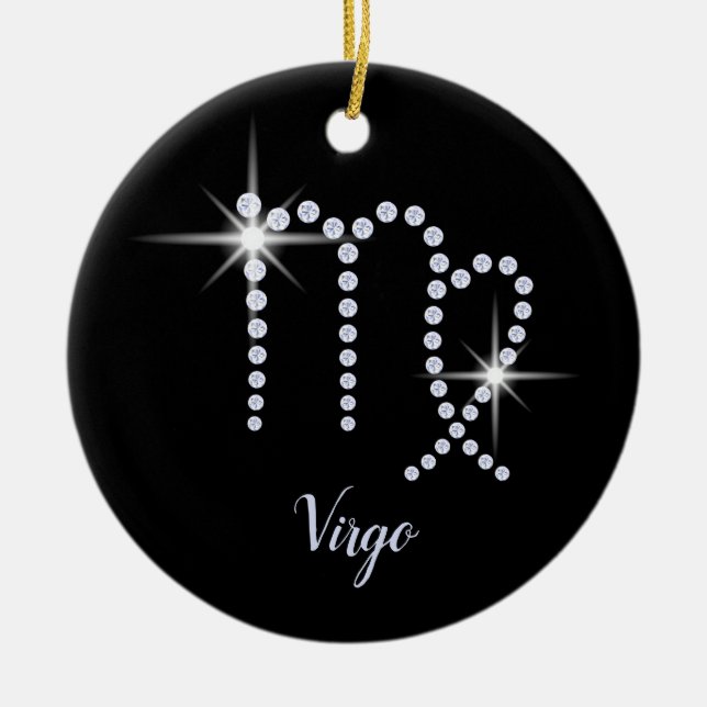 Sparkly Diamonds Virgo Symbol Ceramic Ornament (Front)