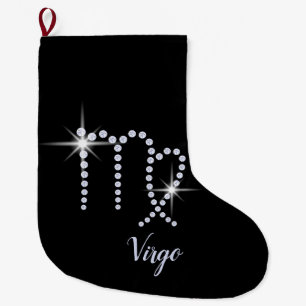 Sparkly Diamonds Virgo Symbol Large Christmas Stocking