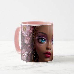 Sparkly Doll Glitter and Flowers Mug