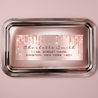 Sparkly Drips Rose Blush Return Address Labels
