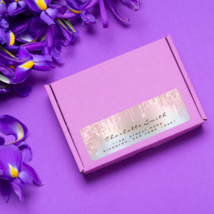 Sparkly Drips Rose Pink Return Address Holograph