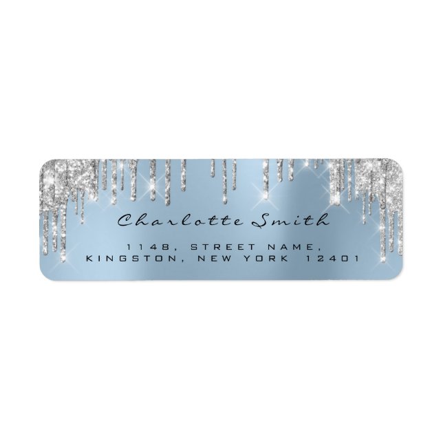 Sparkly Drips Silver Gray Gray Blue RSVP Wedding (Front)
