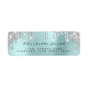 Sparkly Drips Silver Grey Grey Aqua RSVP Wedding