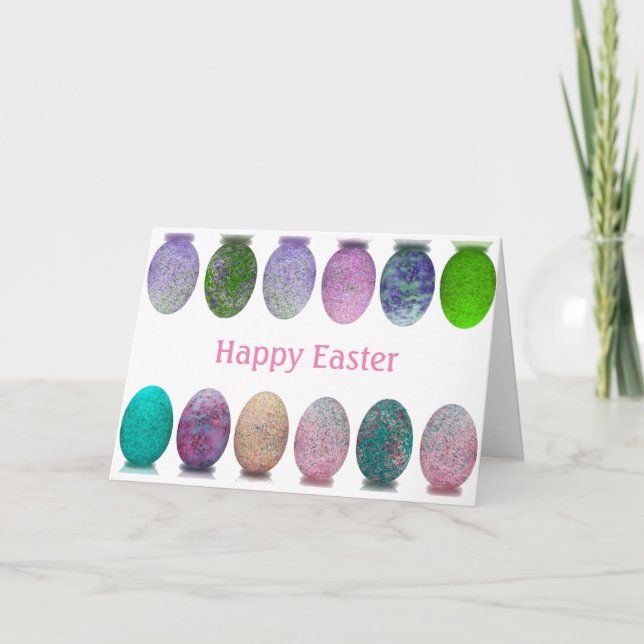Sparkly Eggs Happy Easter Card (Front)