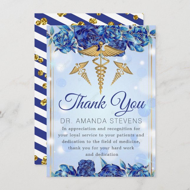 Sparkly Elegant Doctor | Nurse Thank You Card (Front/Back)