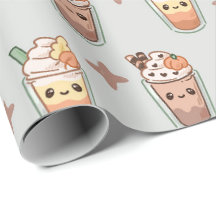Sparkly Fall Drinks Kawaii Pastel Pattern