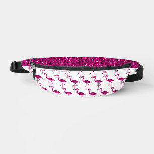 Sparkly flamingo hot pink faux sparkles fanny pack