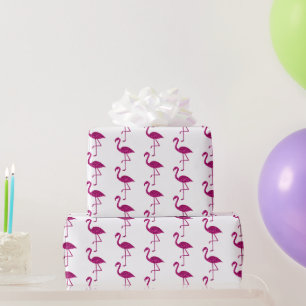 Sparkly flamingo Pink glitter pattern white Wrapping Paper