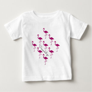 Sparkly flamingo Pink glitter sparkles Personalize Baby T-Shirt