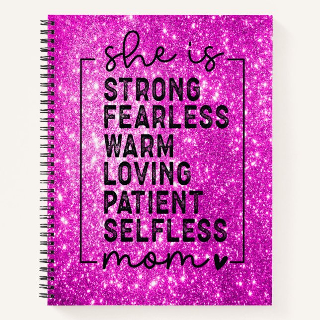 Sparkly Fuchsia Spiral Notebook (Front)