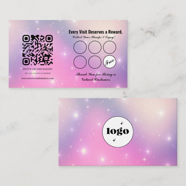 Sparkly Galaxy Bakery Loyalty Punch Card (Front/Back)