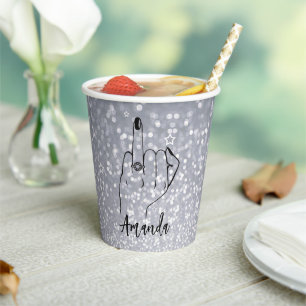 Sparkly Glitter Bridal   Bachelorette Party Ring Paper Cups