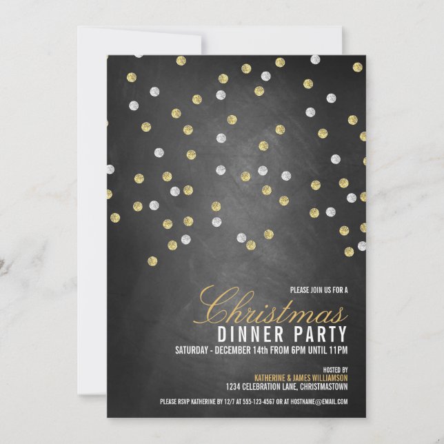 Sparkly Glitter Dots Christmas Party Invitation (Front)