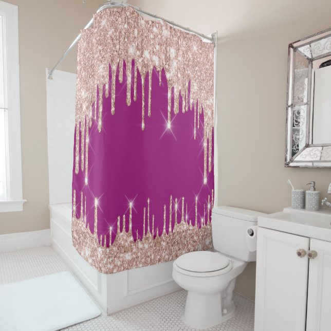 Sparkly  Glitter Drips Pink Rose Berry PINK (In Situ)