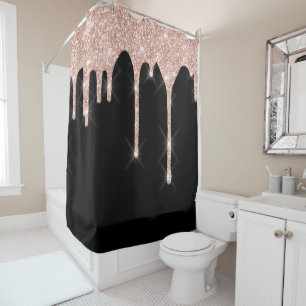 Sparkly Glitter Drips Pink Rose Gold Blush Black